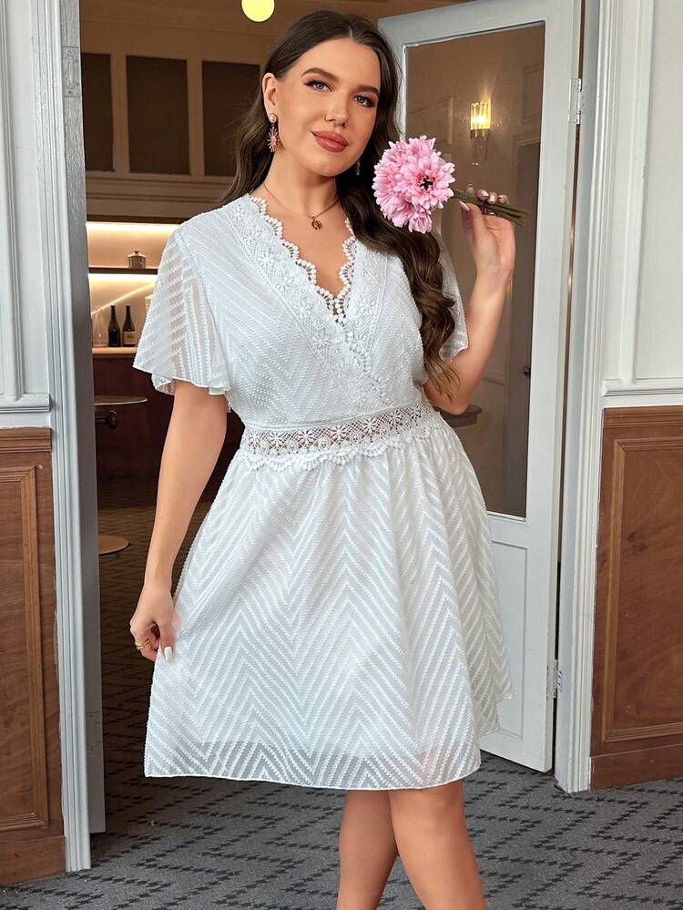 Plus Size Lace Splicing Dress