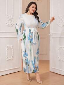 Modelyn Của phụ nữ Kích thước lớn In hoa Xếp li Đầm - Nhiều màu - Xem 2