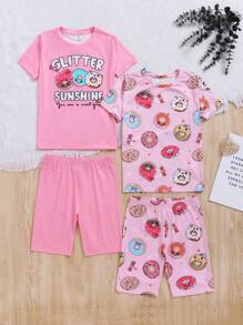SHEIN Leap Crew Tween Girl Snug Fit Sports Street Fashion Knitted Round Neck Short-Sleeved T-Shirt And Trousers Set Of Two Pieces And Four Pieces - Multicolor - View 7