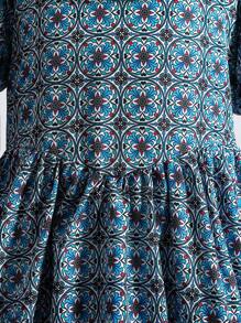 Tween Girl Printed Puff Sleeve Ruffle Hem Dress