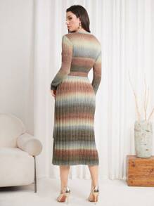 Modelyn Gradient Belted Sweater Dress - Red Violet - View 2