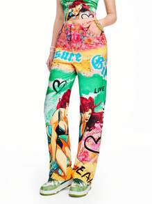 SHEINNeu Pantalones De Mujer Con Gráficos De Personajes De Dibujos Animados De Kidcore - Multicolor - Ver 5