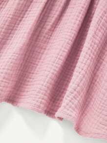 Cozy Pixies Baby Girl Flower Patterned Round Neck, Ruffle Trimmed Pullover Top - Dusty Pink - View 5