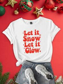 SHEIN Qutie 女士標語印花短袖t恤