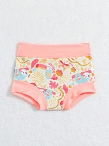 SHEIN Baby Girl Cartoon Plant Printed Swimsuit - Multicolor - View 5