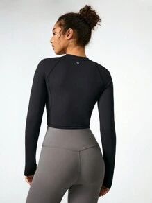 GLOWMODE Practice Is Perfect Fleece Sports Tee With Thumbhole - Black - View 2