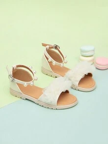 夏季新款女童可愛休閒平底涼鞋,適用於戶外活動 - 米色 - 查看 3