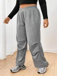 Flirla Plus Size Women'S Parachute Sweatpants Fall Cloth For Women - Grey - View 6