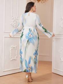 Modelyn Của phụ nữ Kích thước lớn In hoa Xếp li Đầm - Nhiều màu - Xem 3