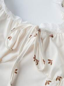 Sweetra Của phụ nữ In toàn bộ Trang trí ren Tay áo lồng đèn Áo sơ mi - trắng - Xem 5