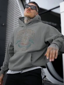 Sudadera con capucha de punto cálida para hombre para exteriores - Gris Oscuro - Ver 4