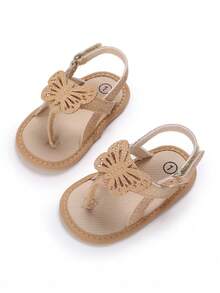 Infant Girls' Vintage Butterfly Strap Sandals With Adjustable Closure, Perfect For Walking Outfits - Apricot - View 6
