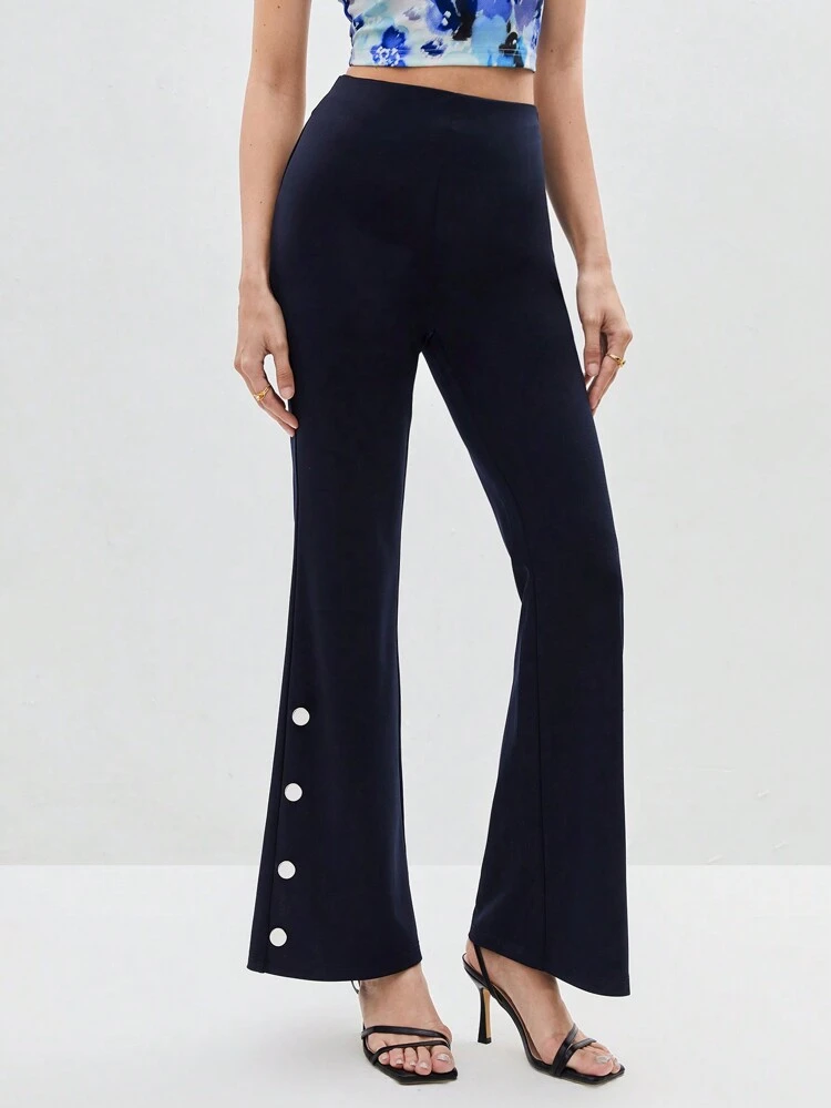Women'S Buttoned Flared Suit Pants