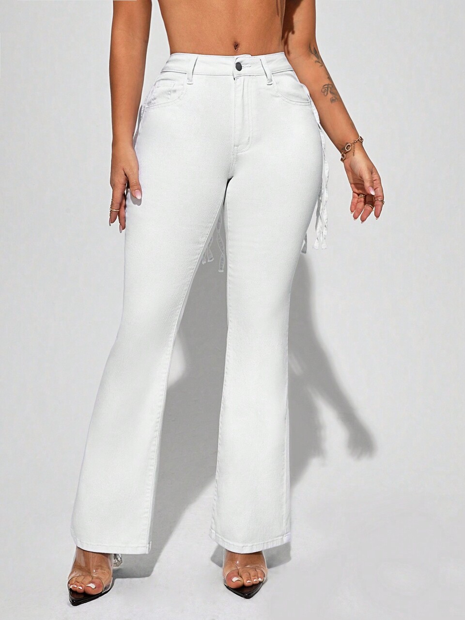 Women'S Flared Jeans With Tassel Decoration