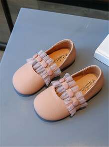 兒童春季新款時尚舒適休閒潮流平底公主單鞋 - 粉色 - 查看 1