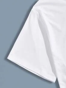 Manfinity Homme 男款短袖t恤,印有字母 - 白色 - 查看 3