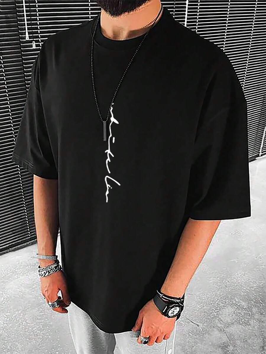 Manfinity Homme Nam Áo thun Với In thư - màu đen - Xem 1