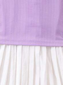 SHEIN Conjunto de 2 piezas con vestido de manga corta abullonada y parte superior para niña - Blanco - Ver 6