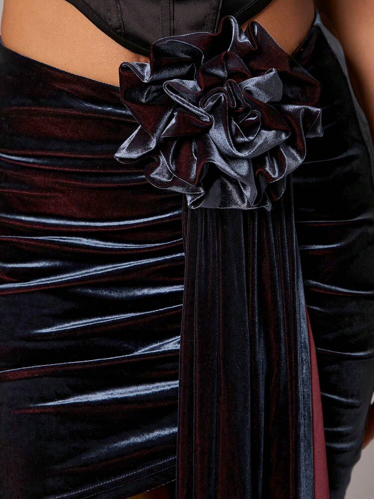 3D Floral Ribbon Ruffle Skirt