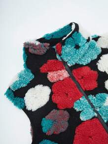 SHEIN Unity Chaleco Con Estampado Floral Y Cierre Frontal De Cremallera - Verde - Ver 7