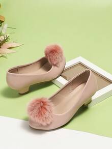 新款女童正式裙裝高跟鞋，可愛粉色粗跟鞋款，適用於小女孩 - 粉色 - 查看 5