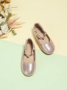 新品到貨女嬰軟底珍珠鞋,平底公主禮服鞋,適合學步女孩 - 粉色 - 查看 3