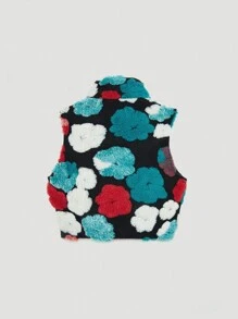 SHEIN Unity Chaleco Con Estampado Floral Y Cierre Frontal De Cremallera - Verde - Ver 2