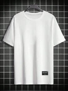 Manfinity Homme 男士字母拼接短袖t恤 - 白色 - 查看 5