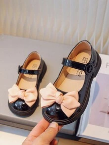 兒童公主風格蝴蝶結平底鞋 - 黑色 - 查看 1