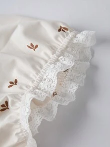 Sweetra Của phụ nữ In toàn bộ Trang trí ren Tay áo lồng đèn Áo sơ mi - trắng - Xem 6