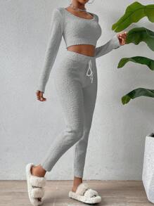 SHEIN LUNE 純色修身針織毛衣2入組 - 淺灰色 - 查看 1