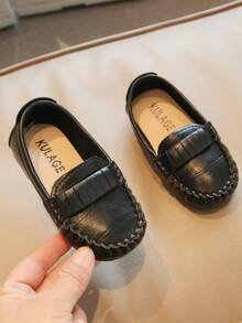 兒童黑色休閒平底樂福鞋 - 黑色 - 查看 3