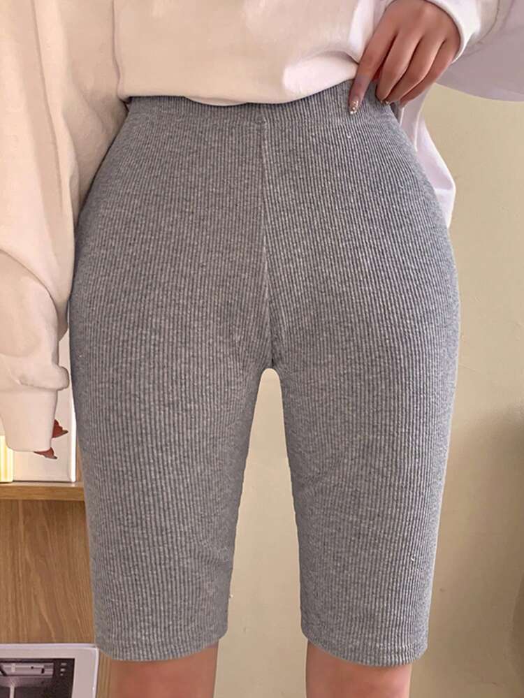 Women's Short Ribbed Leggings Fall Tights