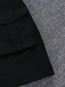 SHEIN Conjunto de falda y top corto vintage minimalista de malla para niña preadolescente con tirantes y falda tipo utilitaria con bolsillo 3D - Azul y blanco - Ver 5