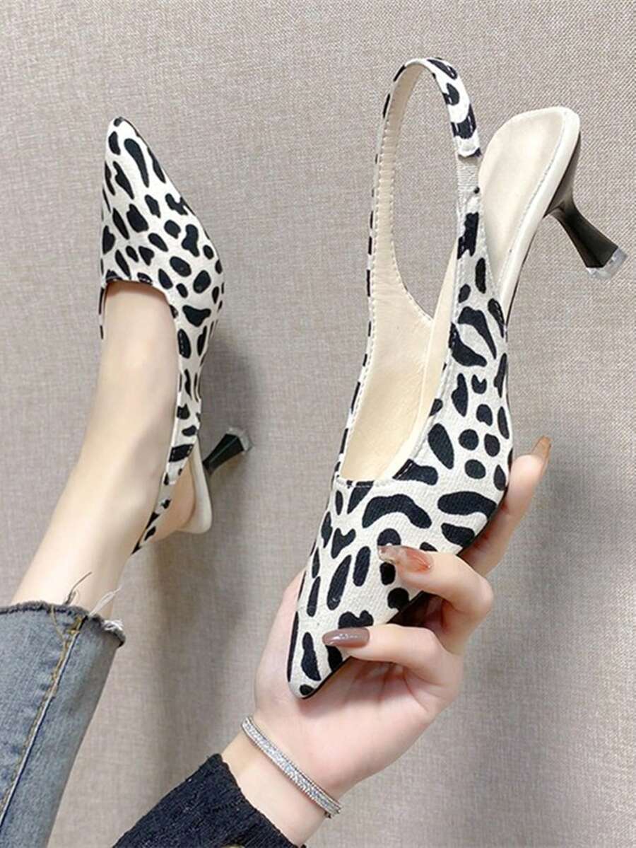 Women'S Fashionable High Heel Sandals, Closed Toe Lady High Heel Shoes - Black and White - View 1