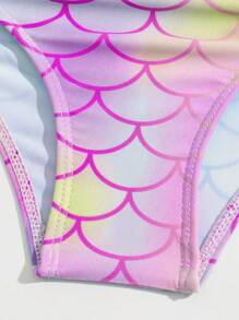 Young Girl Mermaid Scale Printed Swimsuit Set