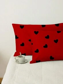 2 Stücke Heart Printed Pillowcases Für Komfort, Dekorative Bettwäsche Kissenbezüge