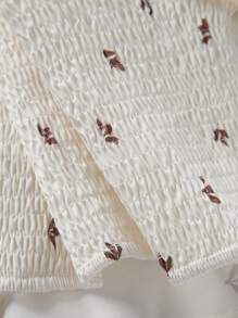 Sweetra Của phụ nữ In toàn bộ Trang trí ren Tay áo lồng đèn Áo sơ mi - trắng - Xem 4