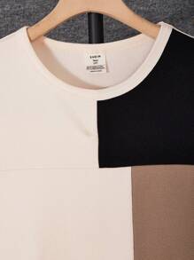Camiseta De Manga Corta Con Cuello Redondo Y Bloque De Color Para Adolescentes