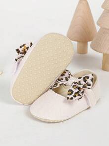 1 Pair Comfortable Textile Bow Knot Dress Shoes For Newborn Infant Girls, Daily Wear - Pink - View 6