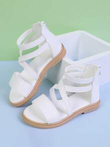 Girls' High-Top Princess Roman Sandals, Fashion And Versatile Summer Shoes For School Kids (Middle To Big) - White - View 4