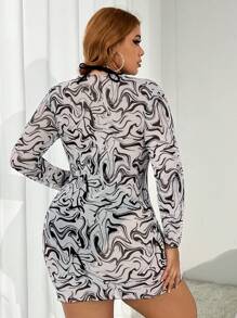 SHEIN Swim Curve Conjunto de biquíni plus size 3 peças separadas carnaval verão praia - Multicolorido - Ver 2