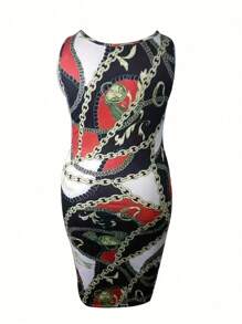 Plus Size Women's Chain Printed Dress