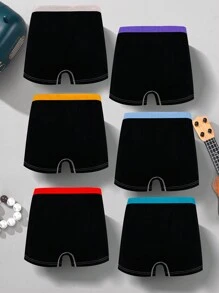 6pcs Young Boys Smile Print Solid Color Briefs - Multicolor - View 2