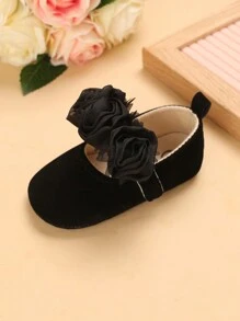 Spring/Autumn Infant Girls' Soft Sole Flower Decor Princess Shoes, 0-1 Year Old - Black - View 4
