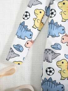 SHEIN Young Boy Cartoon Dinosaur Print Round-Neck Swimwear With Cap - Multicolor - View 4