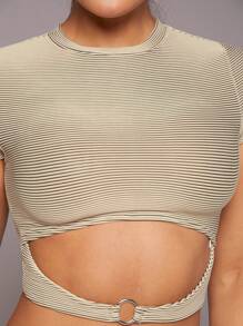 SHEIN Unity O-Ring Ribbed Knit Top & Pants Two Pieces Set - Multicolor - View 3