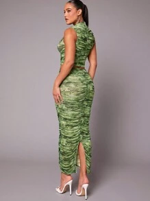 Hauture Tie Dye Drawstring Top & Skirt Two Piece Set