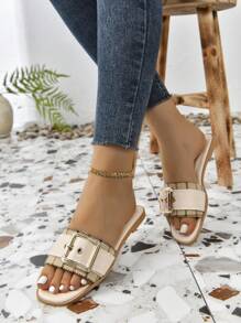 Women's Flat Sandals, New Arrival, Comfortable And Versatile, Beach Wear, Plus Size,Spring Summer Outfits - Beige - View 3