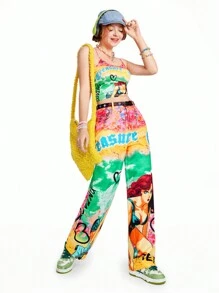 SHEINNeu Pantalones De Mujer Con Gráficos De Personajes De Dibujos Animados De Kidcore - Multicolor - Ver 3